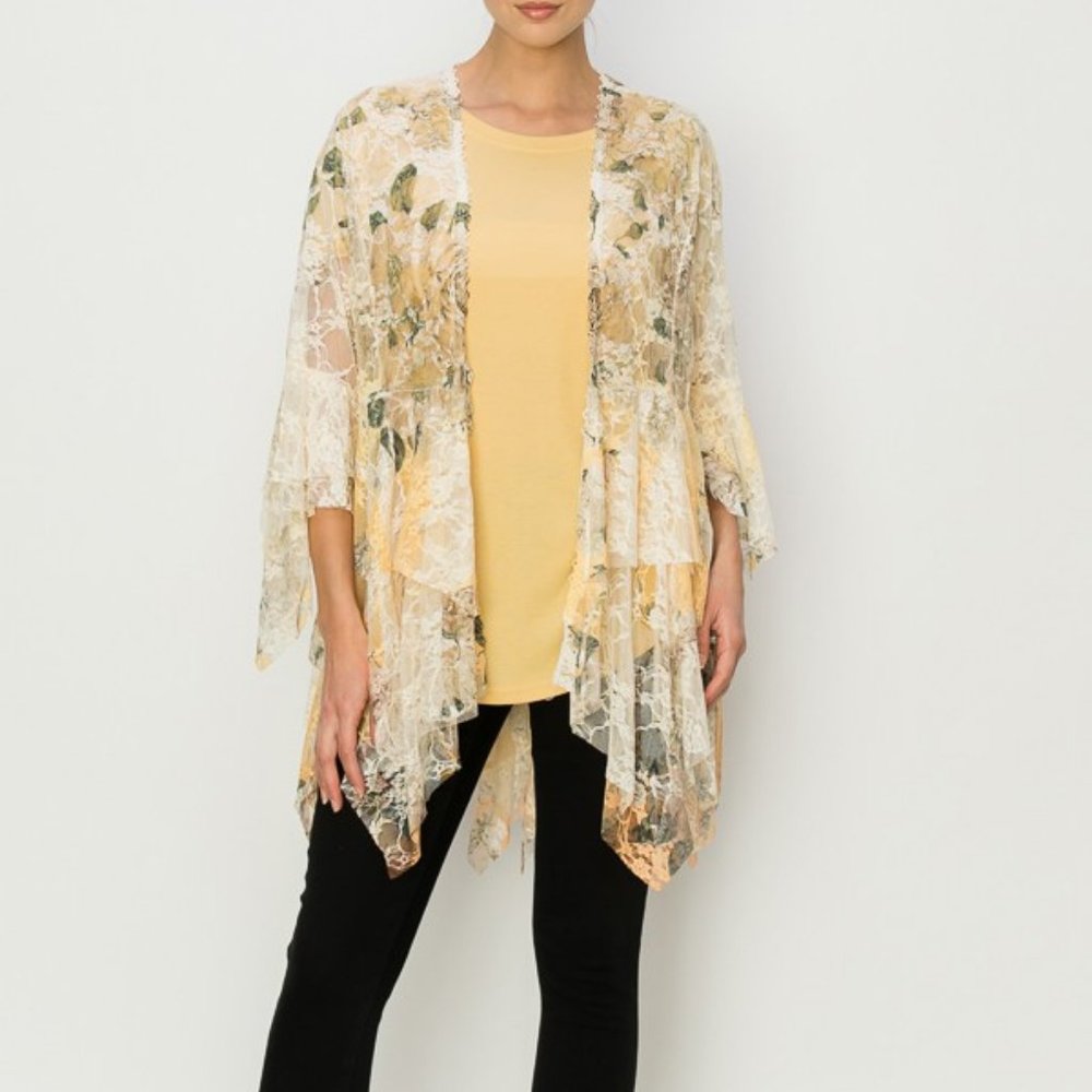 NEW ORIGAMI MAGNOLIA all floral lace BOHEMIAN western cardigan kimono wrap SM-3X